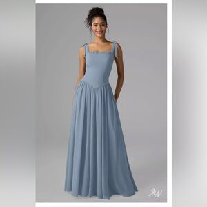 Sleeveless Square-Neck Maxi Dress in Dusty Blue